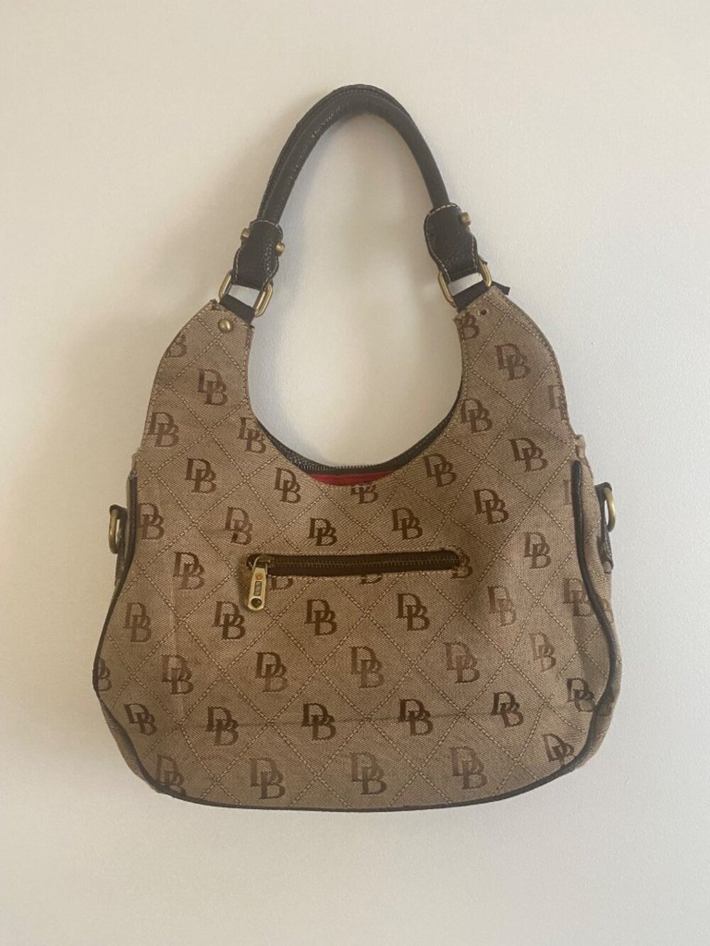 Dooney & Bourke Brown Monogram Canvas Hobo Bag & Matching Wallet Set - Picture 3 of 15